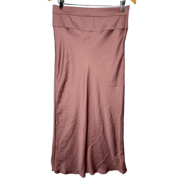 Free People Normani Bias Midi Slip Skirt in Dusty Mauve Pink | Size 12 - Picture 3 of 9